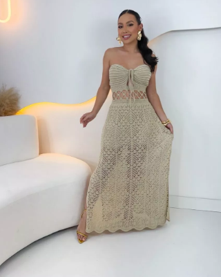 Vestido Tricot Longo Forrado - Imagem 5