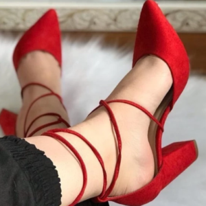 Scarpin Vermelho Amarração 8cm